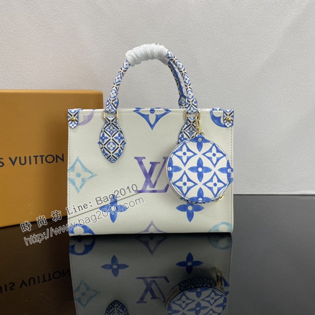 Lv路易威登2023專櫃新款OnTheGo小號手袋 LV帆布鋪陳淡雅手提肩背購物袋 M22976 ydh5098